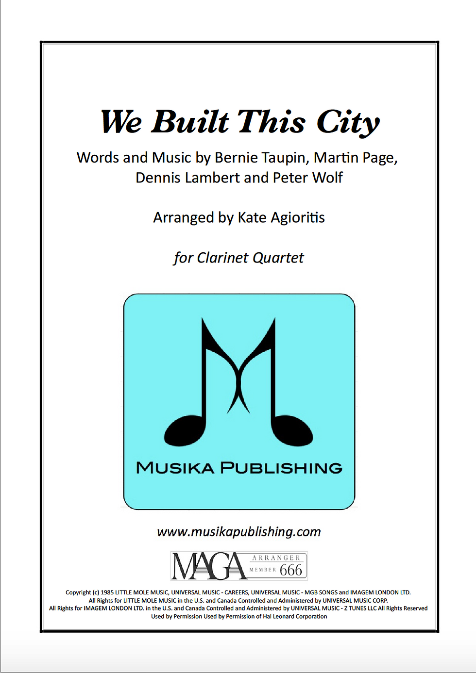 We Built This City - Clarinet Quartet