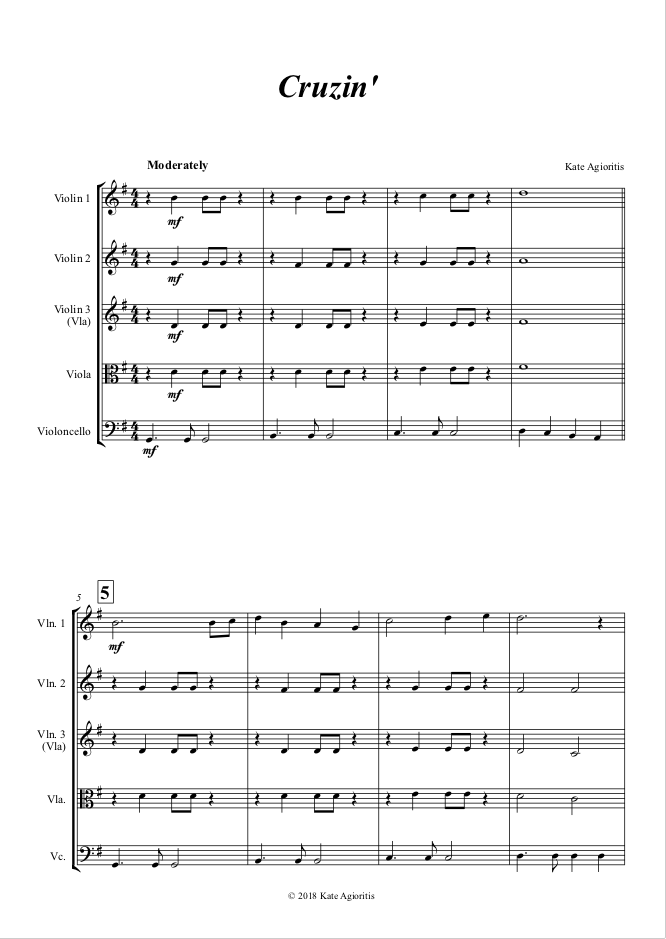 Thumbnail: Cruzin' - for String Quartet