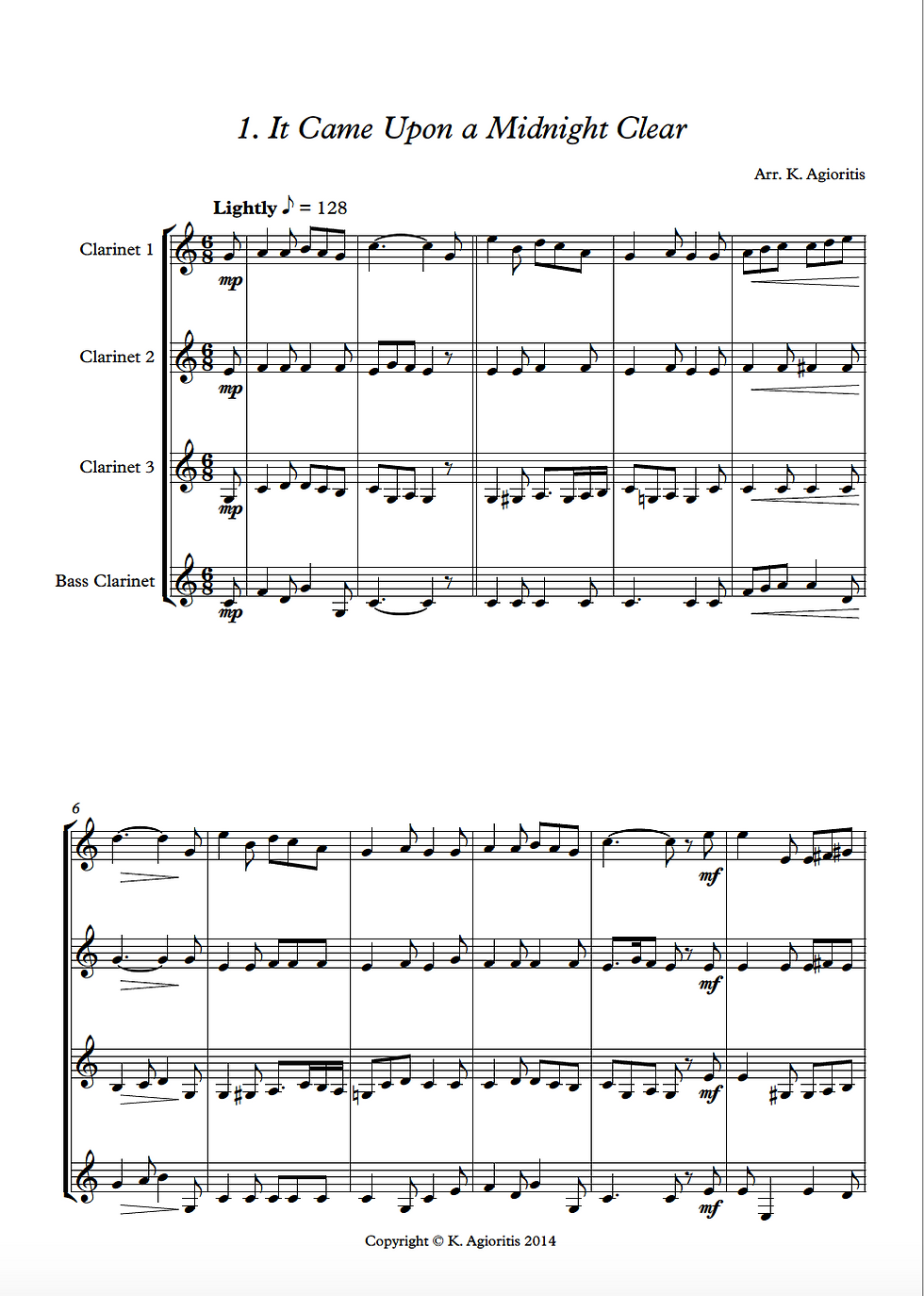 Thumbnail: More Carols for Four - Clarinet Quartet