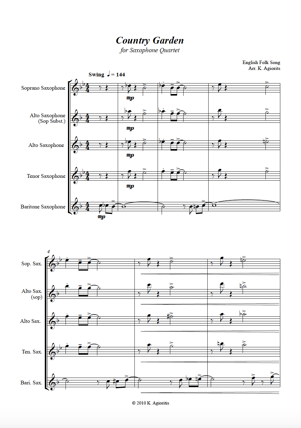Thumbnail: Country Garden - Saxophone Quartet