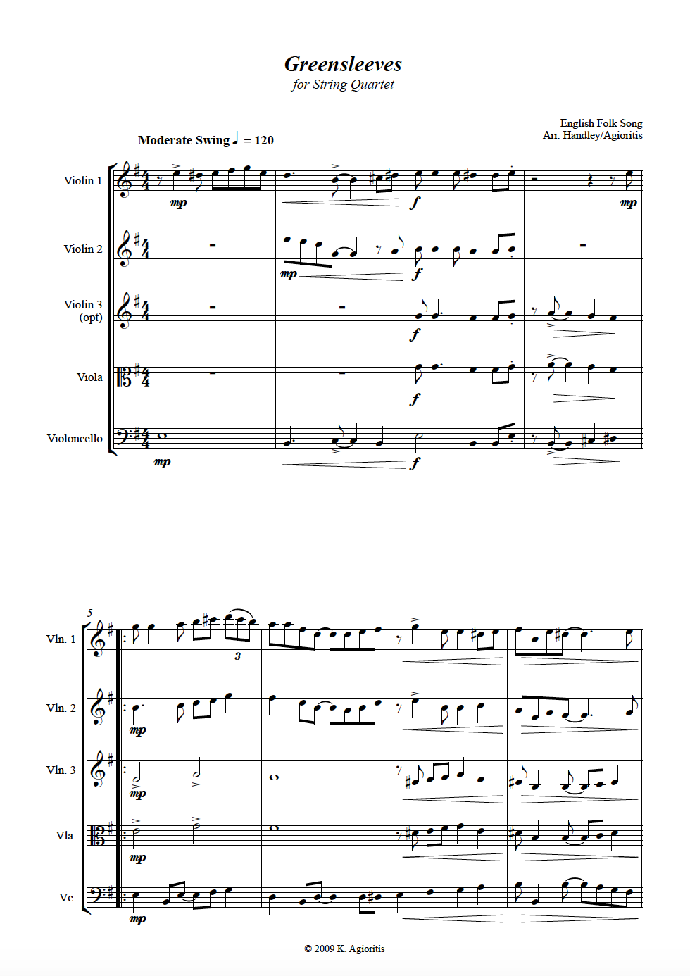 Thumbnail: Greensleeves (What Child Is This) - String Quartet
