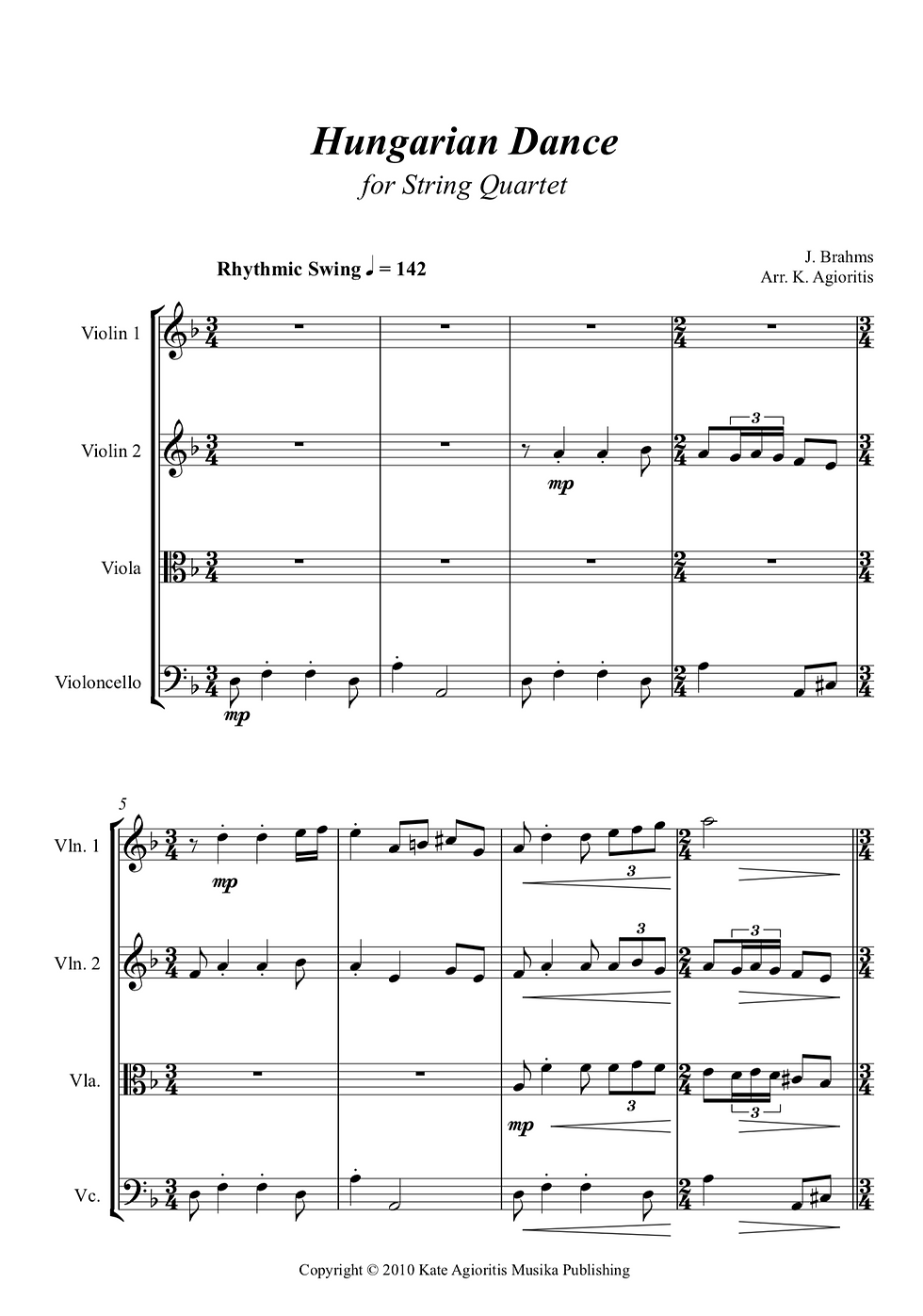Thumbnail: Hungarian Dance (Jazz) - String Quartet