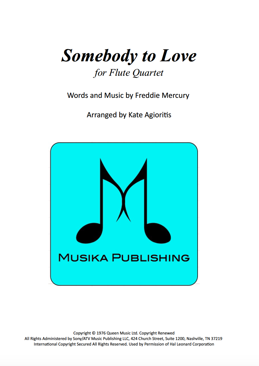 Somebody to Love (Queen) - Flute Quartet