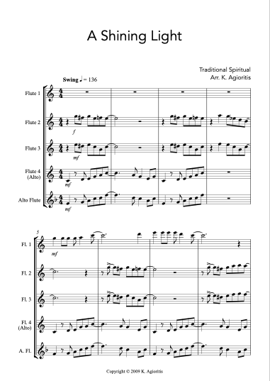 Thumbnail: A Shining Light (This Little Light of Mine) - Flute Quartet