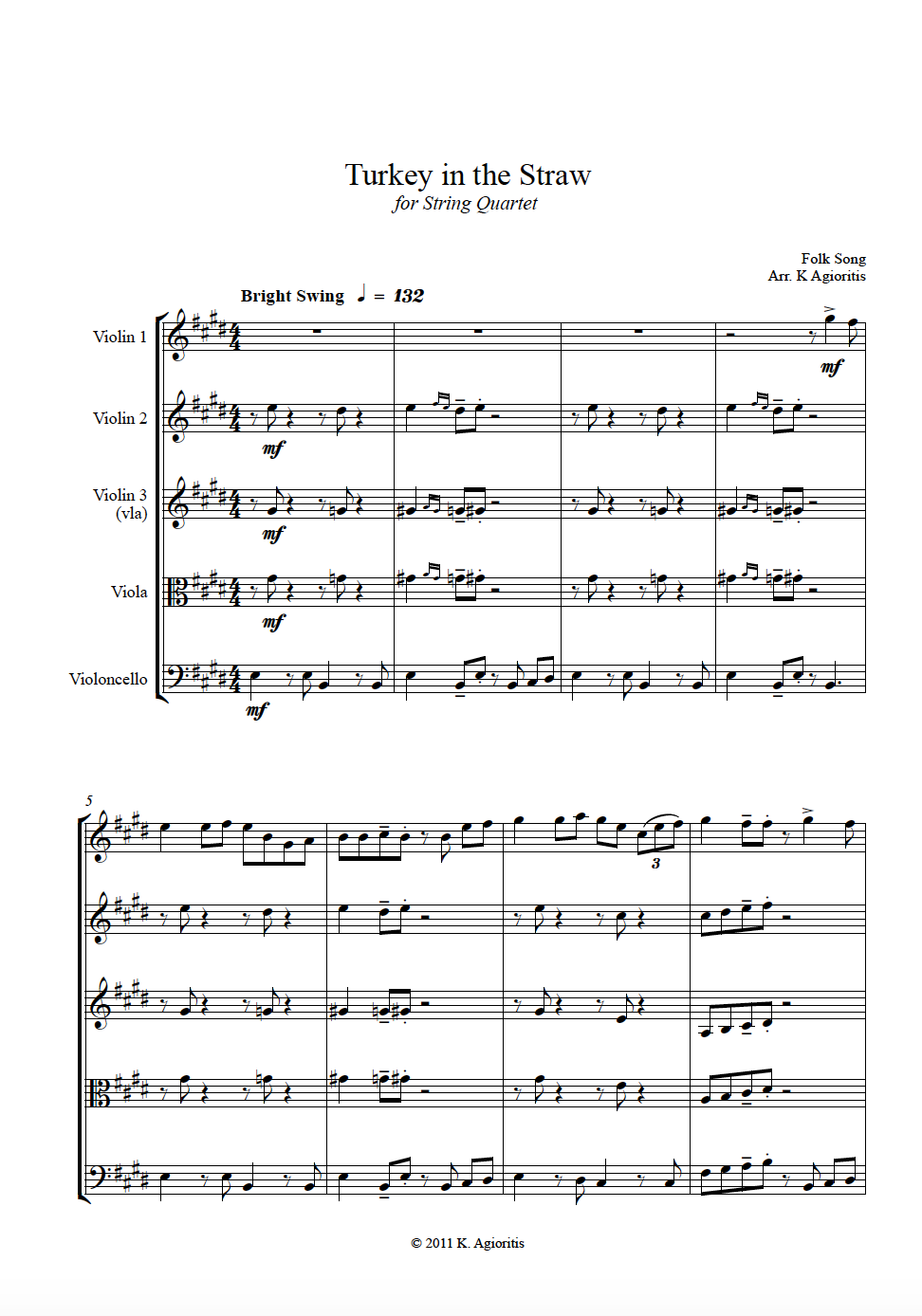 Thumbnail: Turkey in the Straw (Jazz) - String Quartet