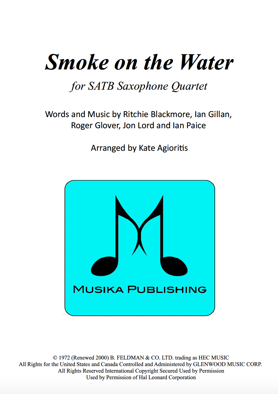 Smoke on the Water (Deep Purple) SATB