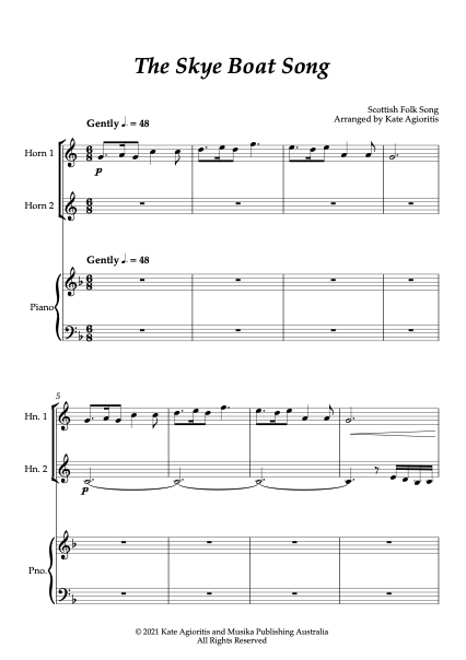 Thumbnail: The Skye Boat Song - Horn Duet with Piano Accompaniment