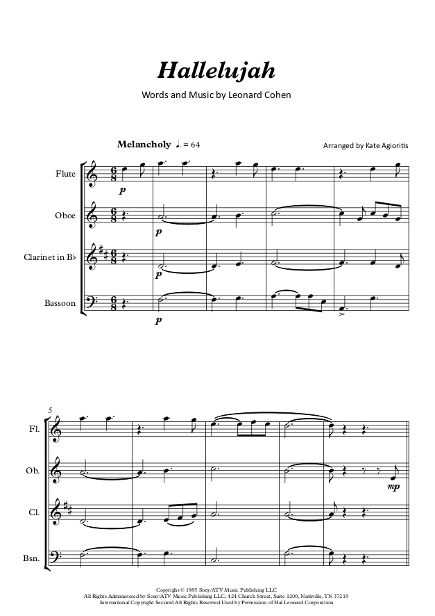 Thumbnail: Hallelujah - Woodwind Quartet