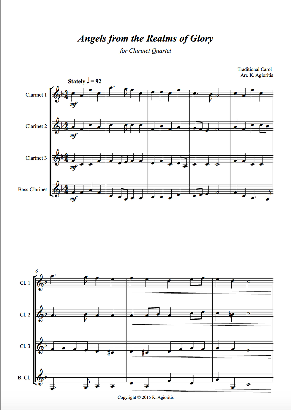 Thumbnail: Angels from the Realms of Glory - Clarinet Quartet