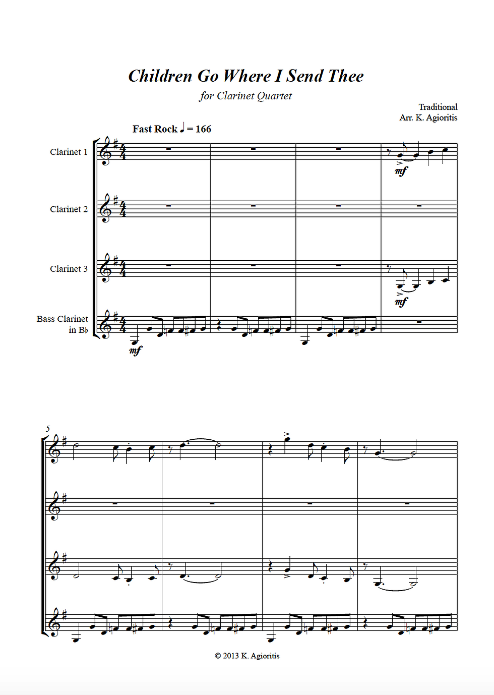 Thumbnail: Children Go Where Send Thee - Clarinet Quartet