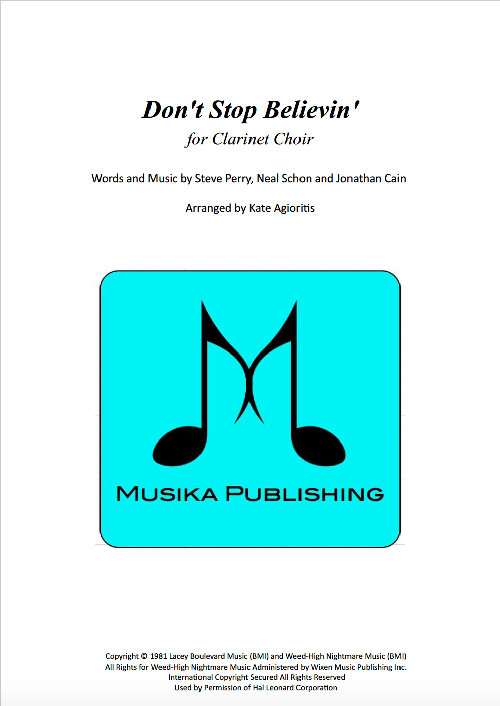 Don't Stop Believin' - Clarinet Choir