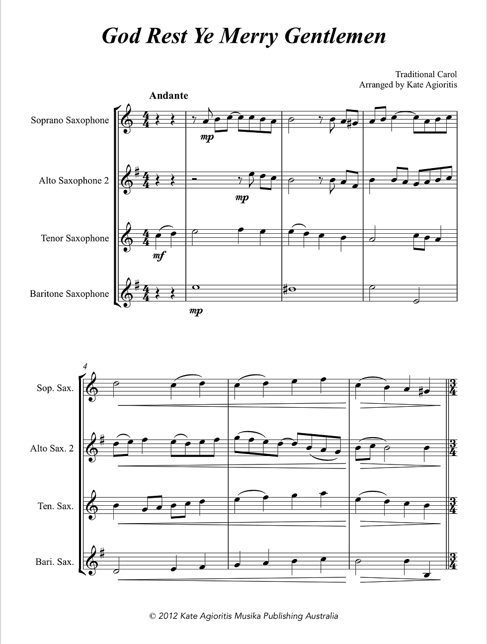 Thumbnail: God Rest Ye Merry Gentlemen (Jazz) - Saxophone Quartet