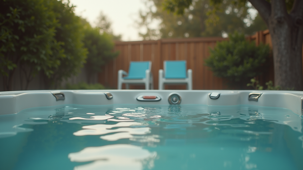 Eye-level view of a restored hot tub filled with water in a backyard