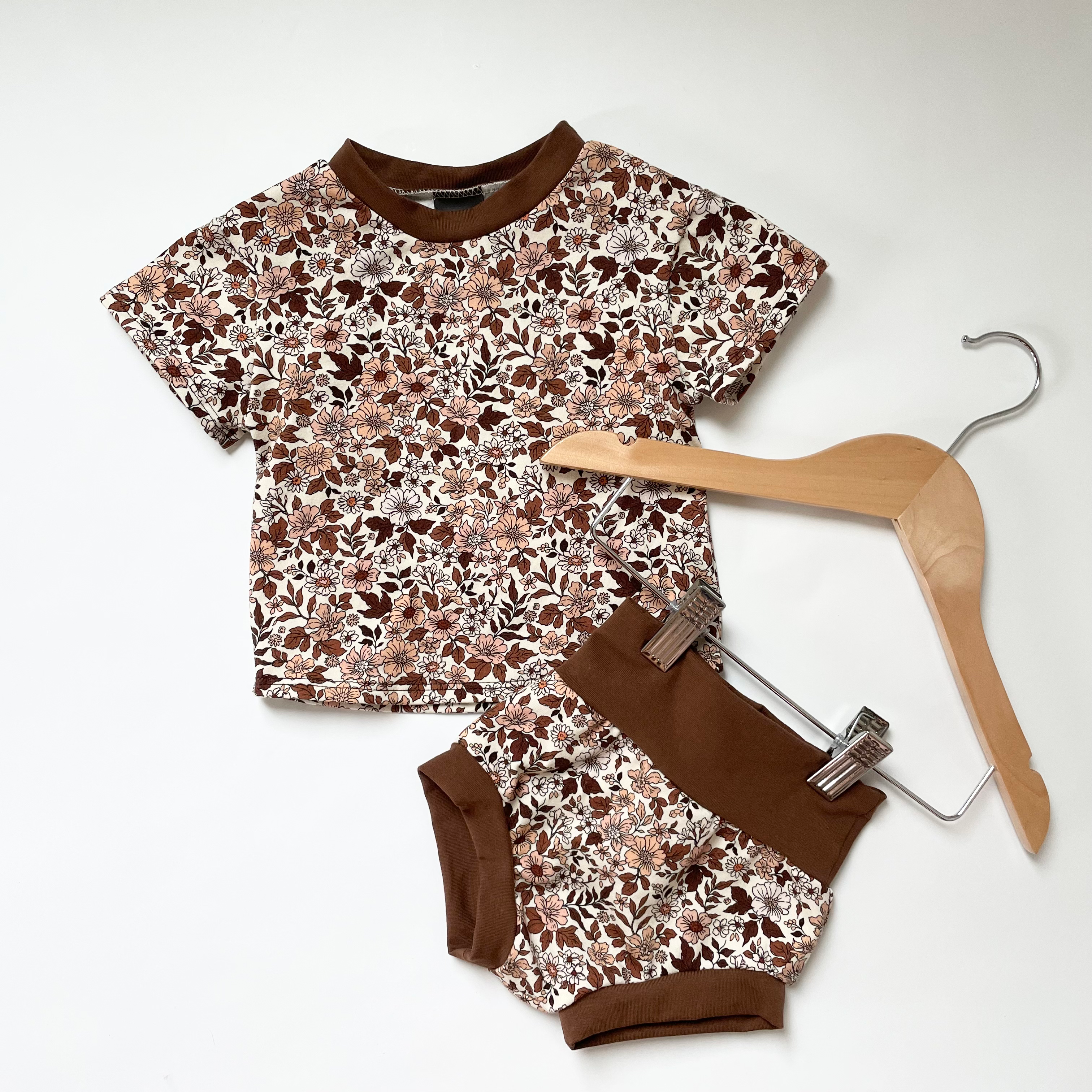 Baby Girl Brown Floral Summer Set (6-9 mths, last one!)