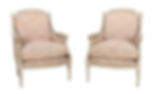 Pair of painted French Louis XVI style Upholstered Bergere Chairs C 1920