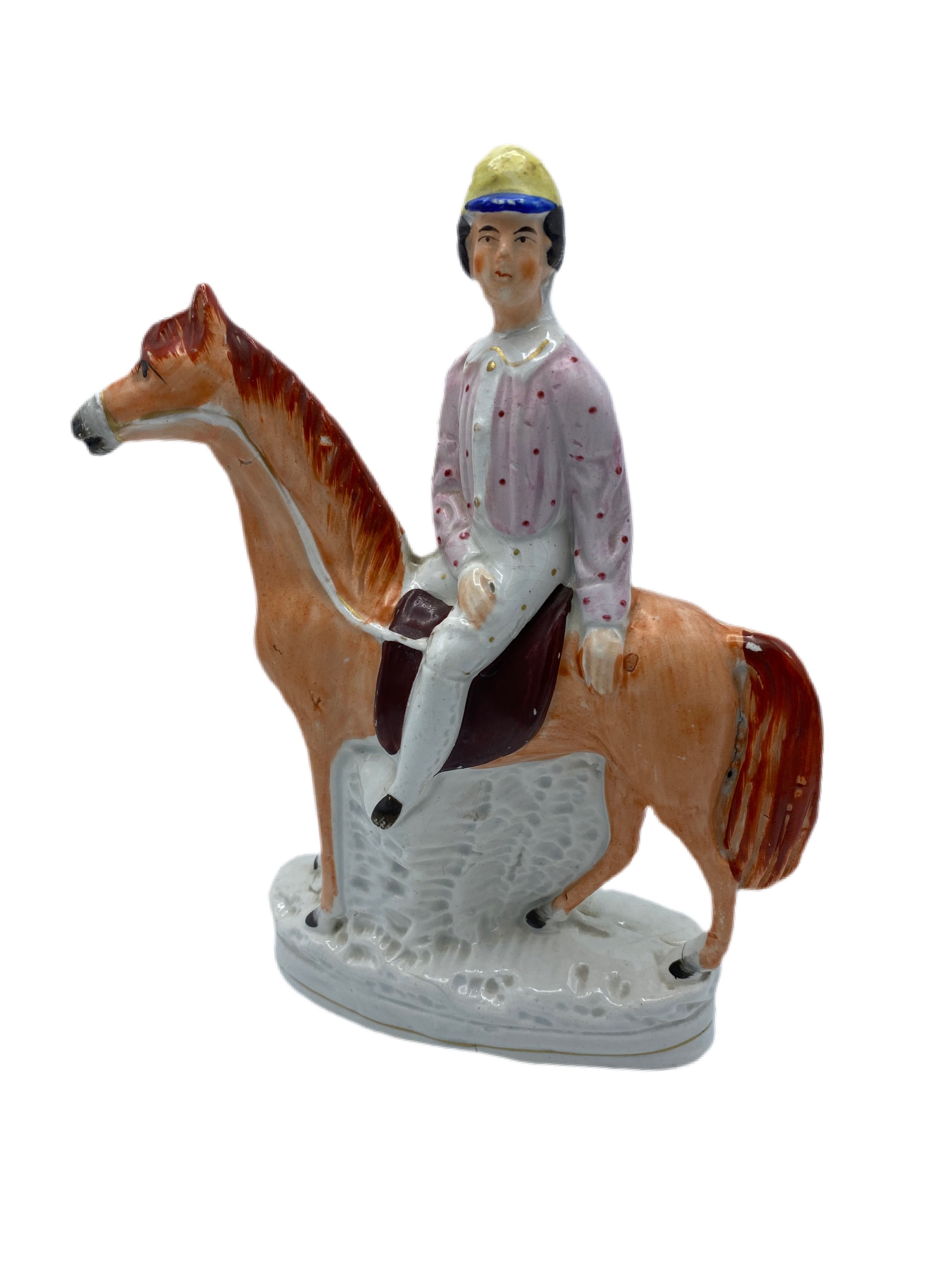 Staffordshire 19 century Horse with Jockey