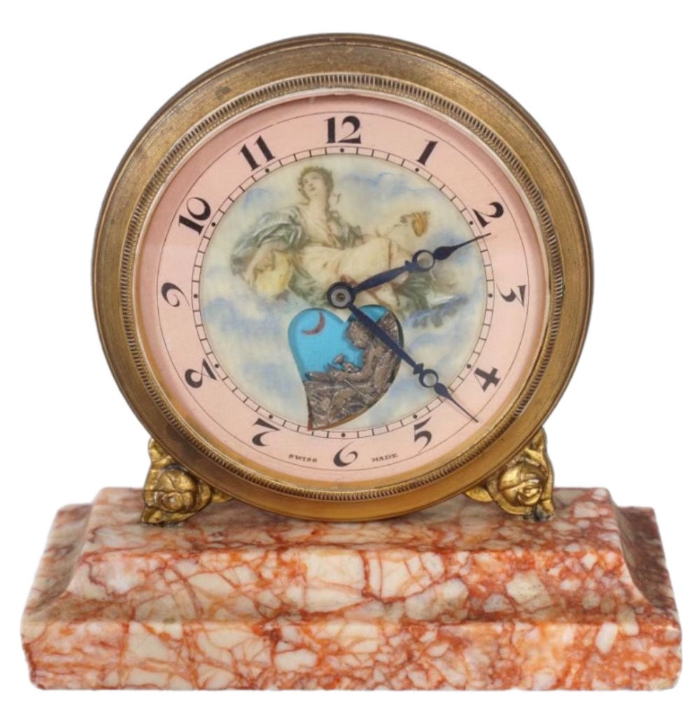 Louis XV Style Le Petit Forgeron Gilt-Brass Animated Desk Clock