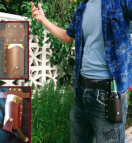 porta bebida de cuero (botellas, latas y cuerno vikingo) ideal para cerveza