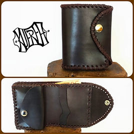 cartera artesanal de cuero engrasado