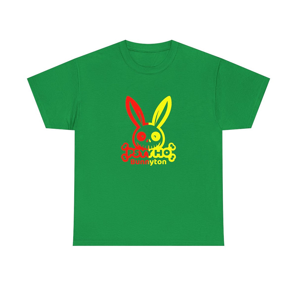 Thumbnail: Unisex Heavy Cotton Tee PSHYYHO BUNNYTON Red Yellow Design