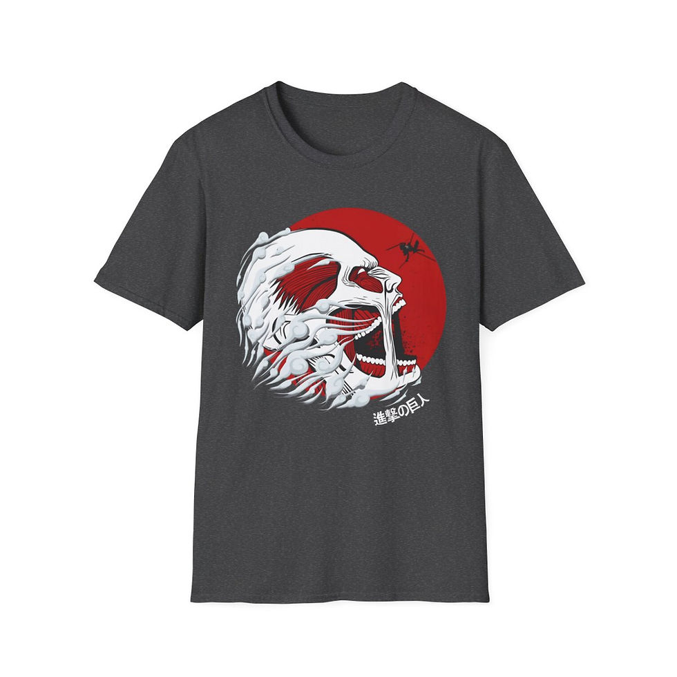 Miniatura: Unisex JL Anime T-Shirt Softstyle Front and Back Design - Colossal Titan vs Levi