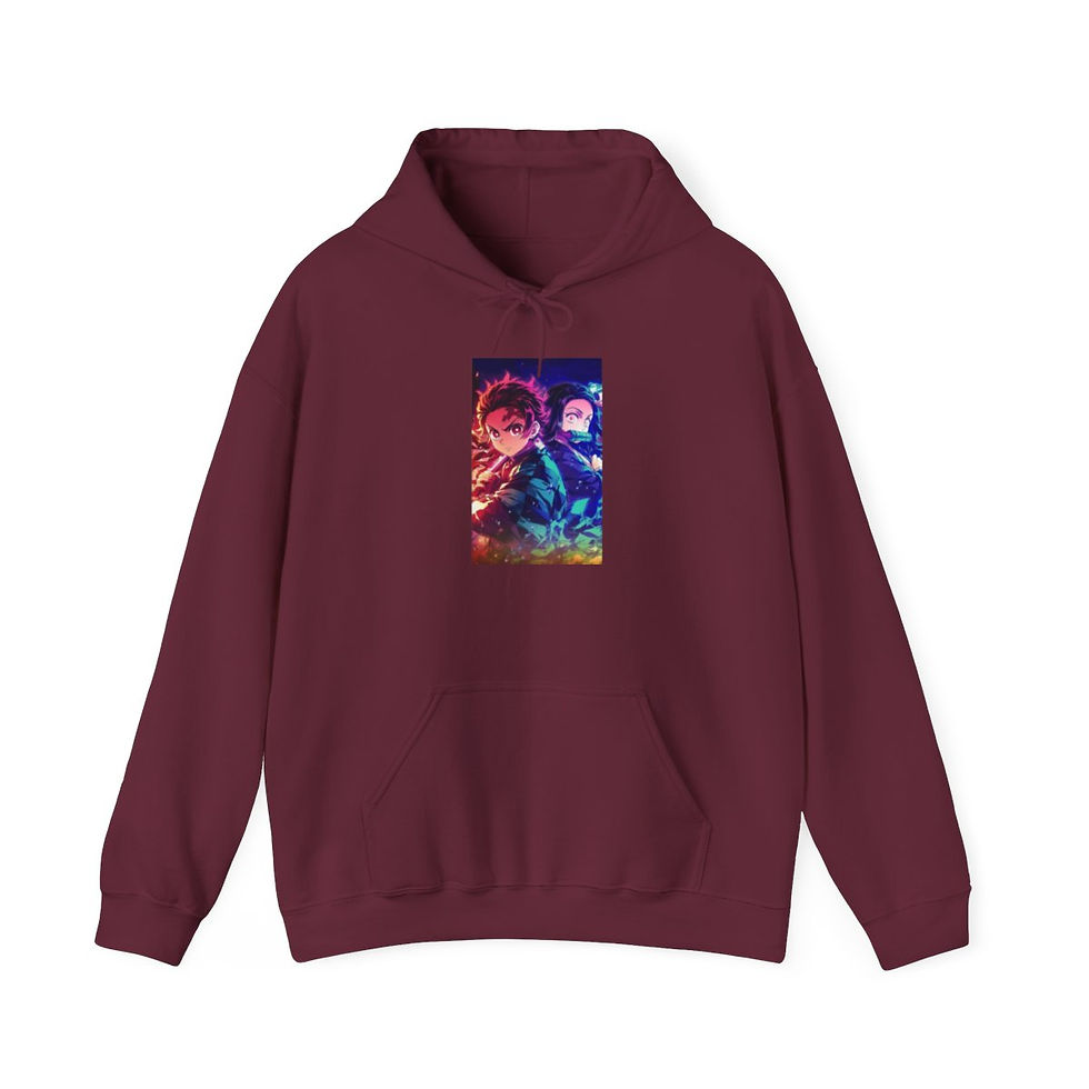 Miniatura: Unisex Heavy Blend JL Anime Hooded Sweatshirt - Tanjiro and Nezuko Kamado 