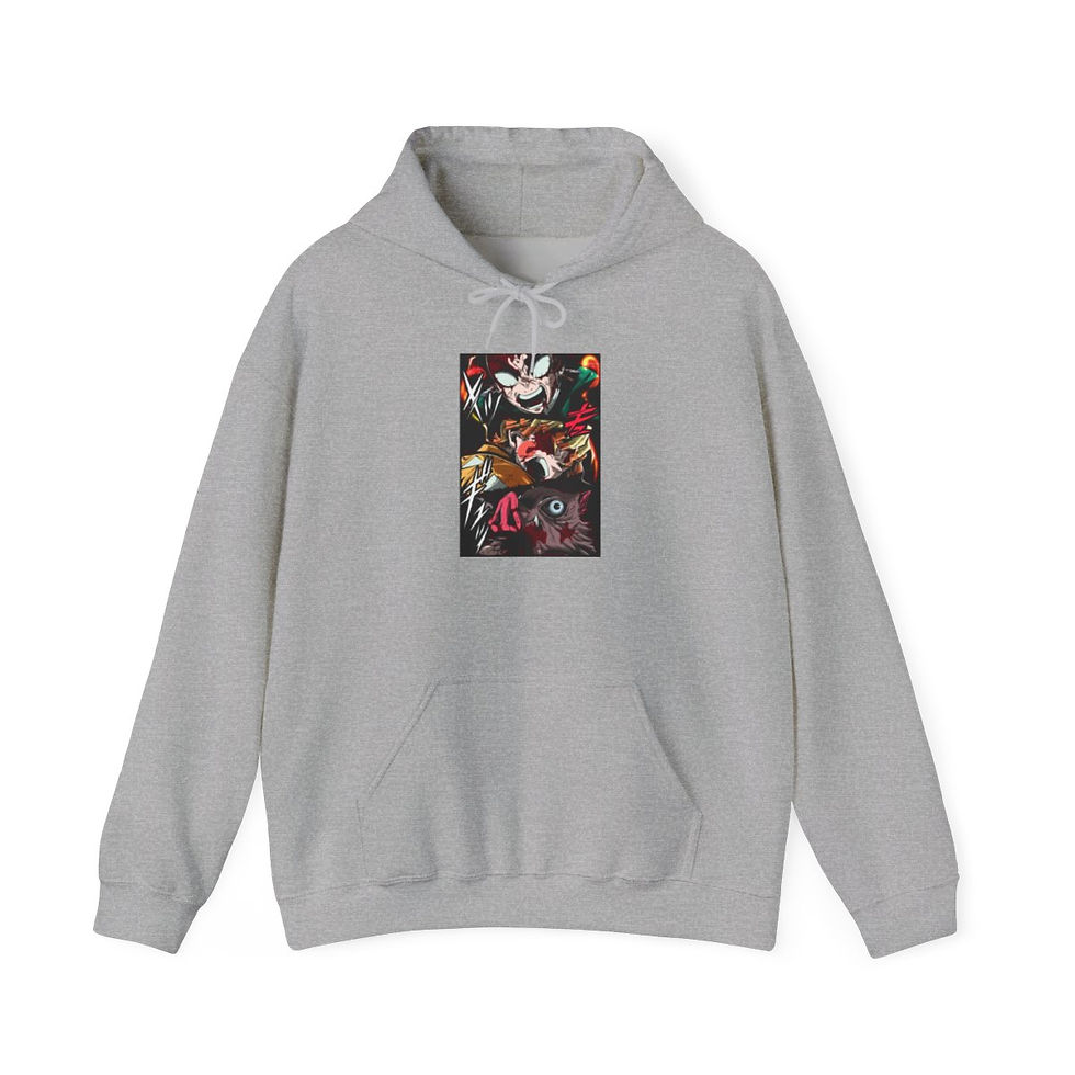 Miniatura: Unisex Heavy Blend JL Anime Hooded Sweatshirt - Tanjiro, Inozuke and Zenitsu