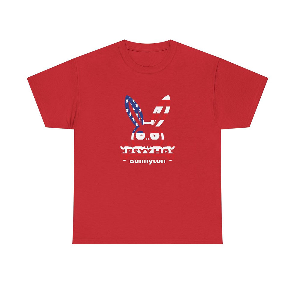 Miniatura: Unisex Heavy Cotton Tee PSHYYHO BUNNYTON US Flag Design