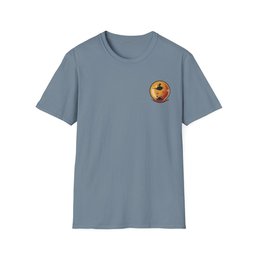 Thumbnail: Unisex JL Anime T-Shirt Softstyle Front and Back Printed - Goku on Flying Cloud