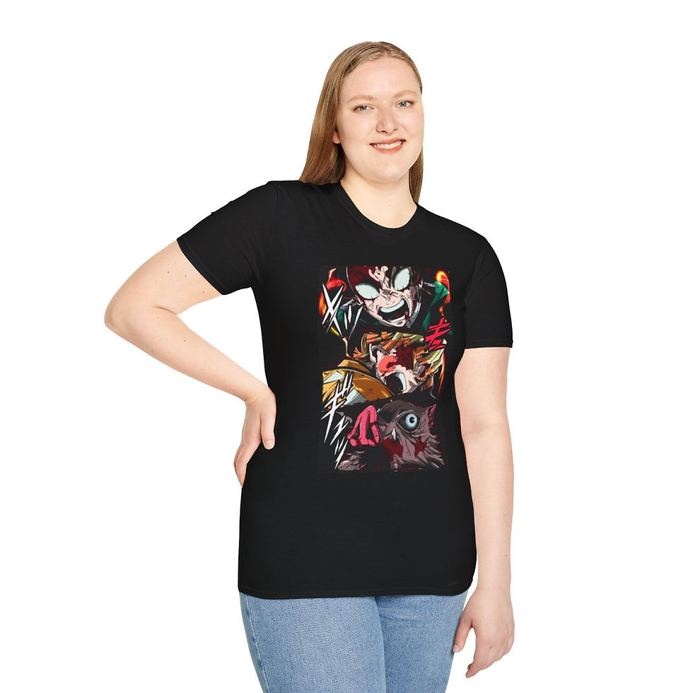 Thumbnail: Unisex JL Anime T-Shirt Softstyle - KnY Kamado Best Friends