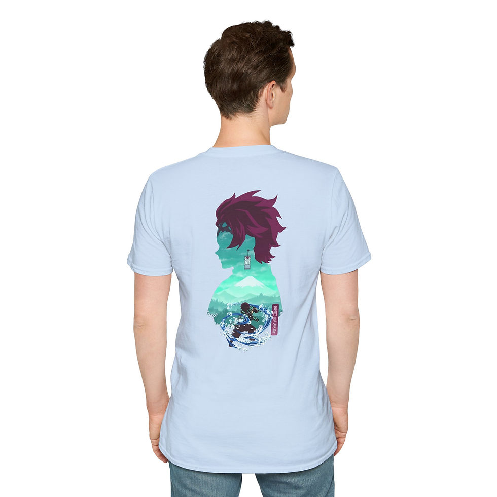 Miniatura: Unisex JL Anime T-Shirt Softstyle Front and Back Designs - KnY Tanjiro Kamado