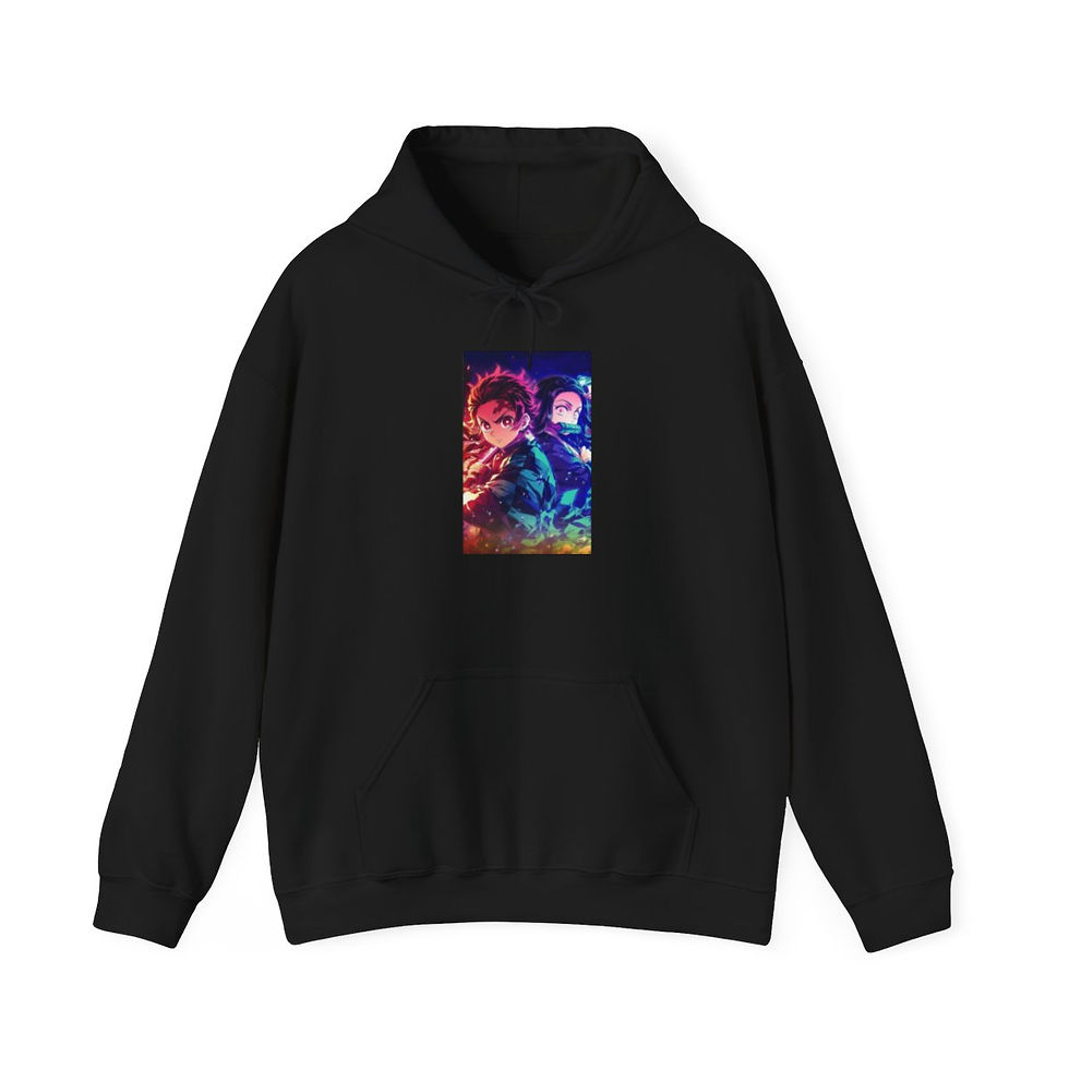 Miniatura: Unisex Heavy Blend JL Anime Hooded Sweatshirt - Tanjiro and Nezuko Kamado 