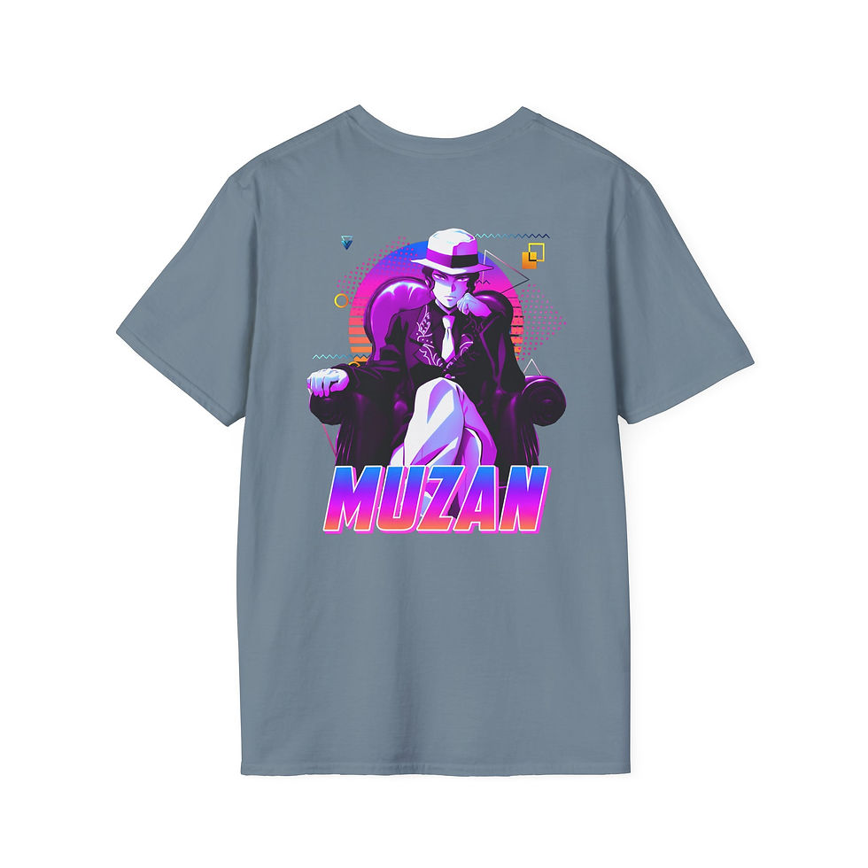 Miniatura: Unisex JL Anime T-Shirt Softstyle Back and Front Printed - KnY Muzan Kibutsuji