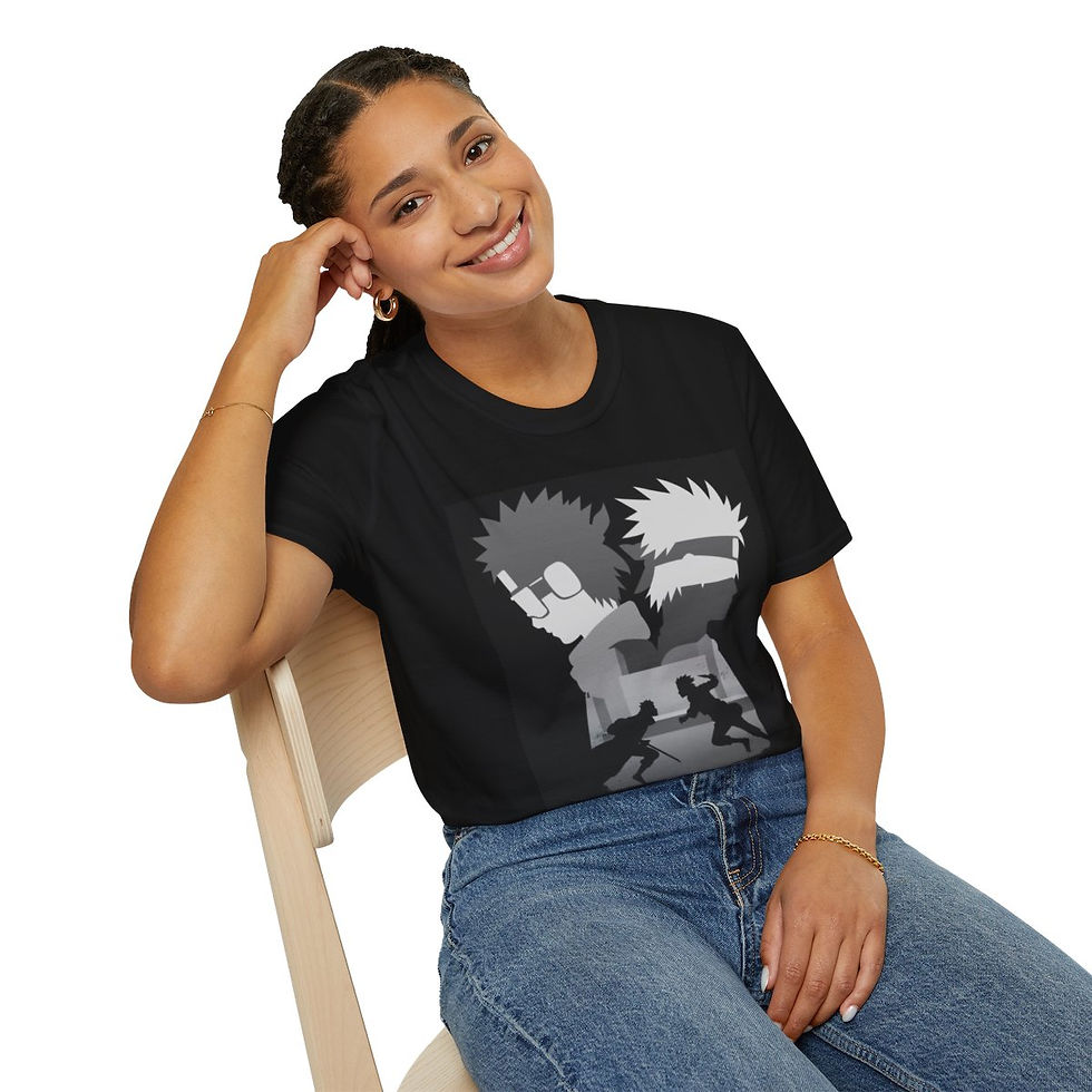 Miniatura: Unisex JL Anime T-Shirt Softstyle - Obito vs Kakashi