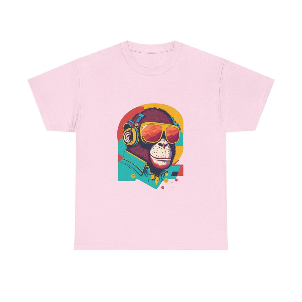 Miniatura: Unisex Heavy Cotton Tee, Aviator Monkey T-shirt, summer colors t-shirt