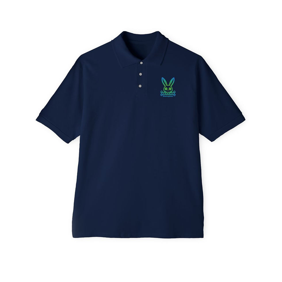 Miniatura: Men's Piqué Polo  PSYYHO BUNNYTON Neon Blue Logo