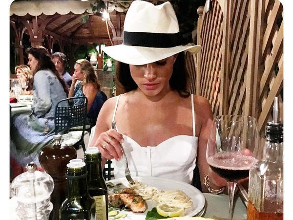Meghan Markle red wine eating