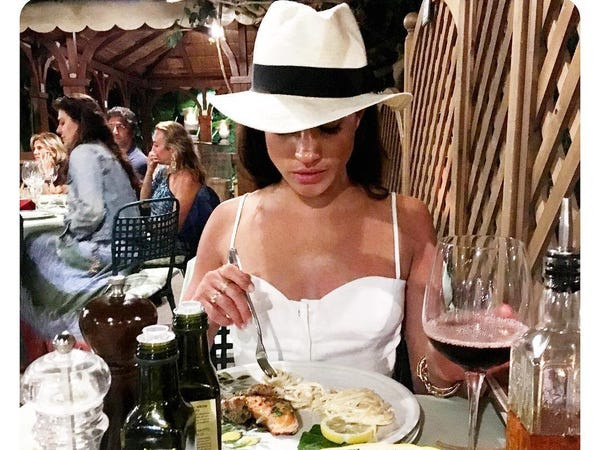 Meghan Markle red wine eating