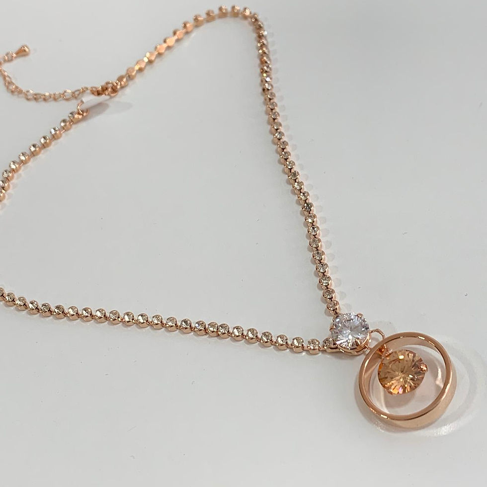 Miniatura: collar rosado de acero inoxidable con pedreria