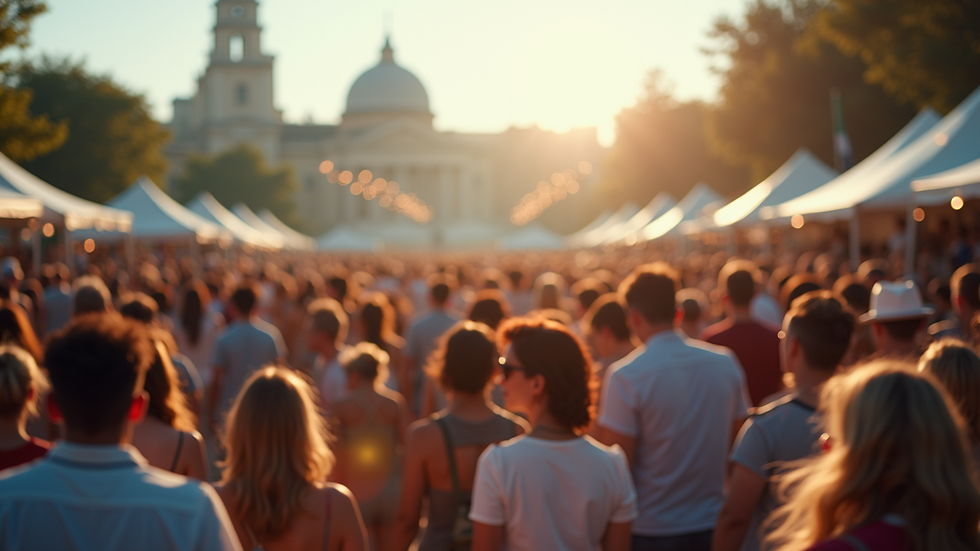Eye-level view of a vibrant outdoor event showcasing a lively crowd