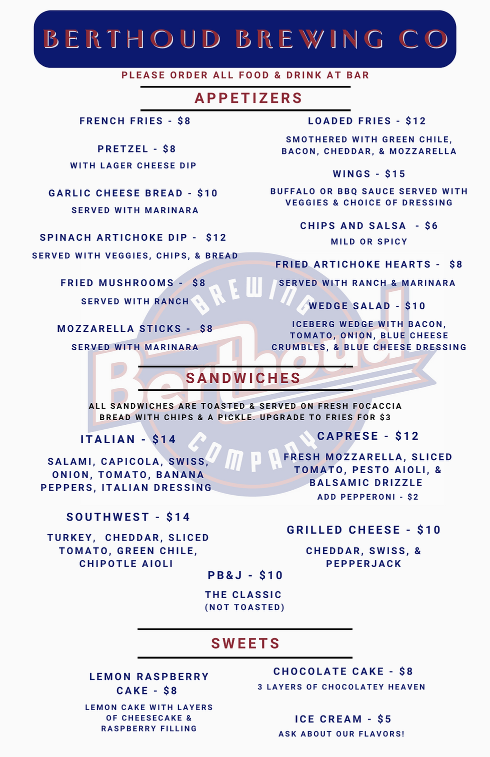 berthoud brewing company food menu loveland colorado