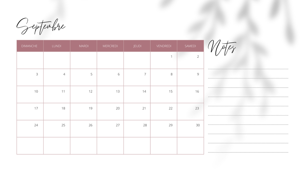 Calendrier mensuel 2023