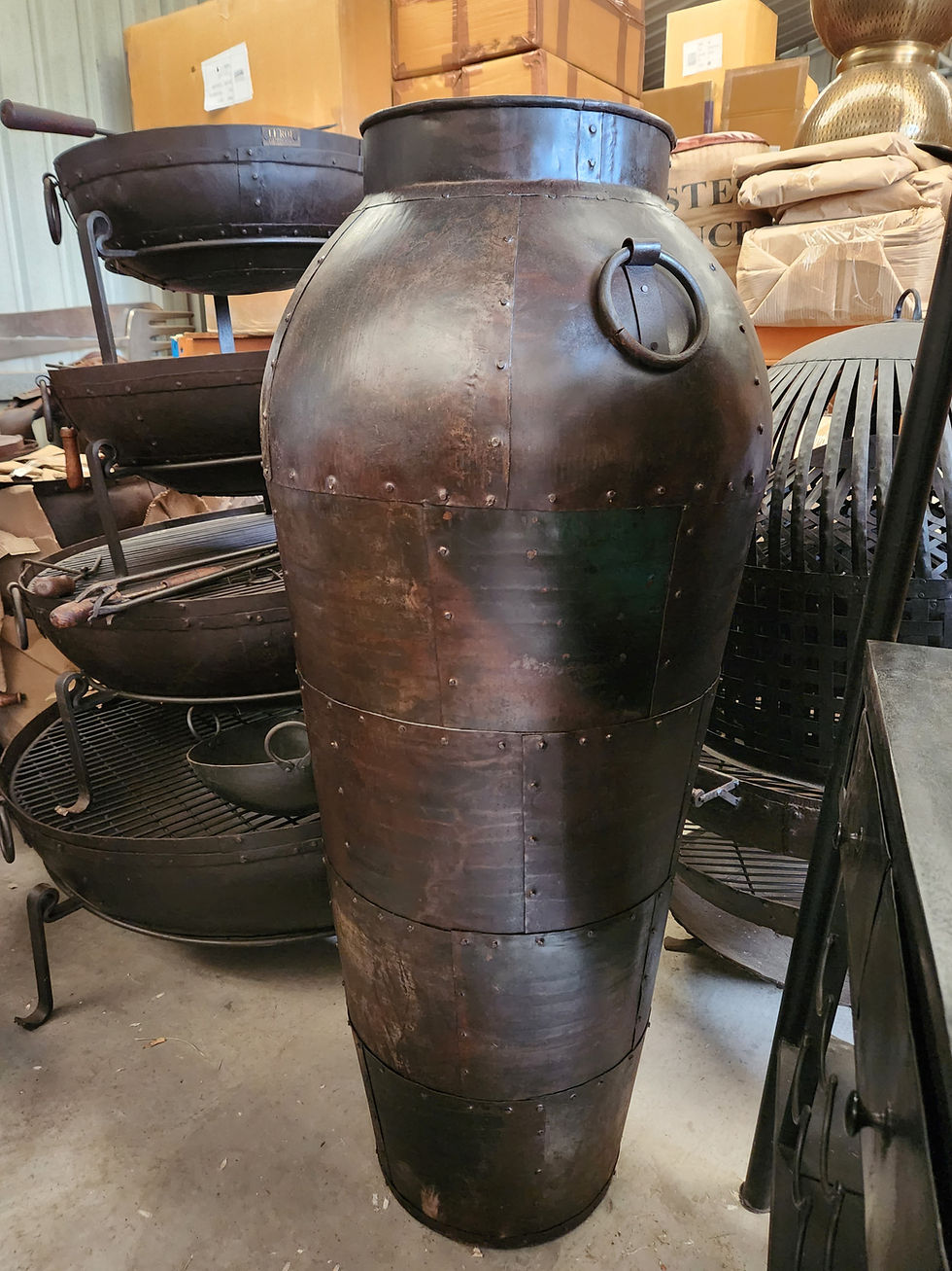 Tall Iron Metal Pot Sculpture  - 55 x 140H