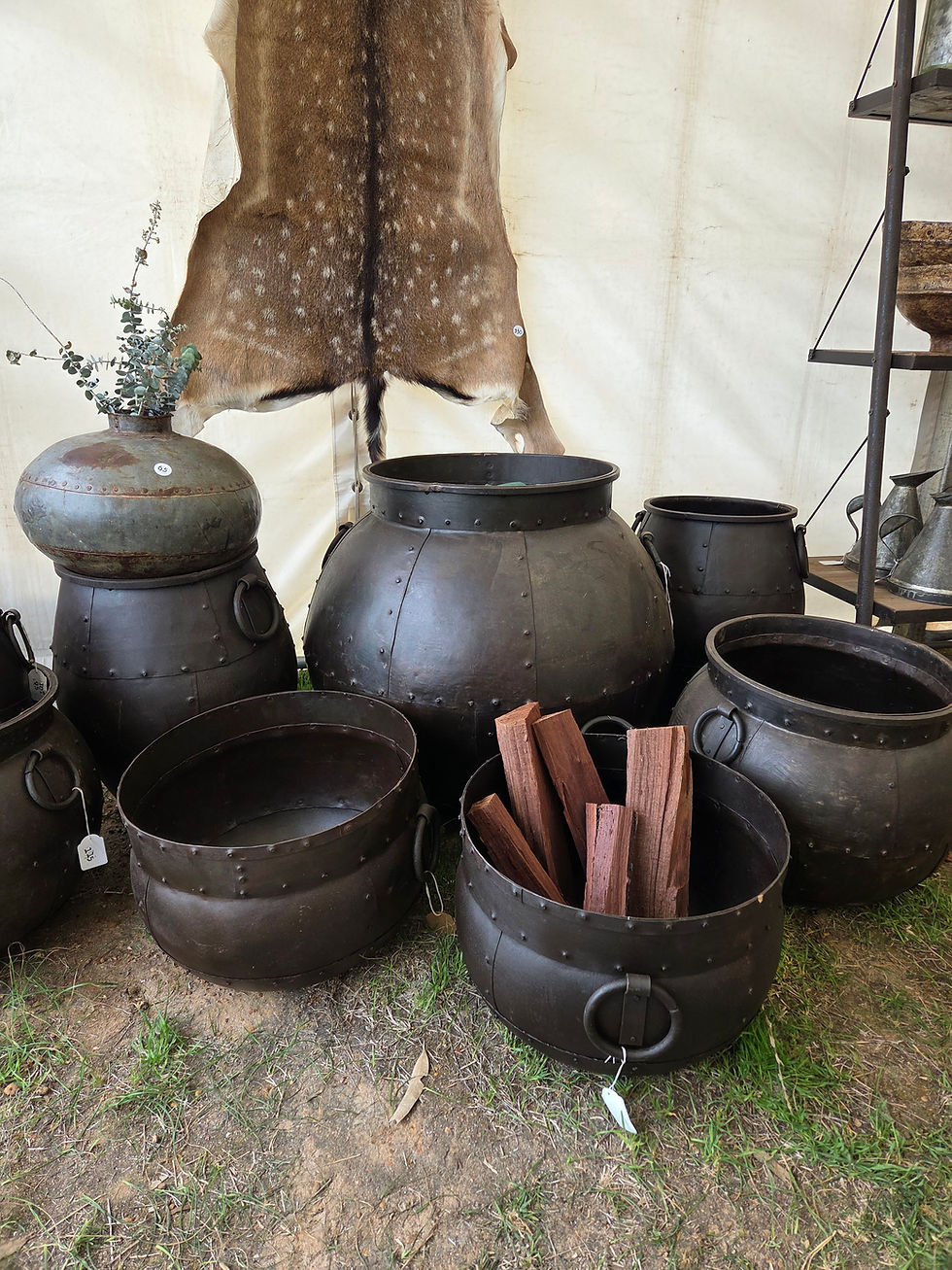 Thumbnail: Large Round Iron Metal Pot Sculpture