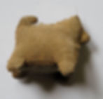 Primitive Dog, Hand sewn, tea-stained linen, batting, 2 x 2 x 1.5 inches