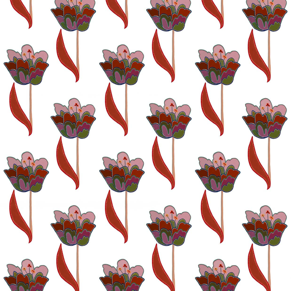 Tulips Wallpaper - White