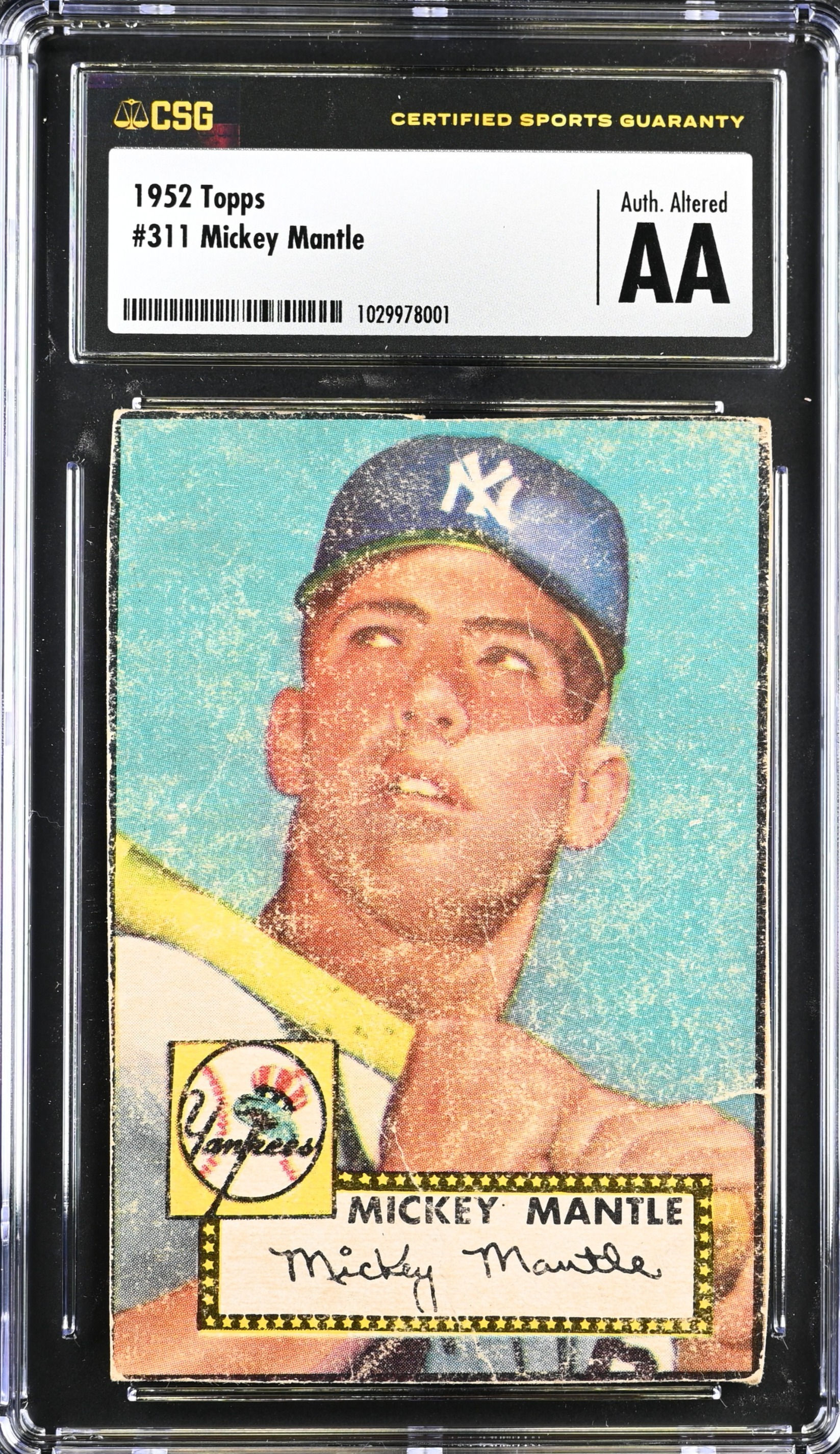 1952 Topps Mickey Mantle #311 CSG Authentic Altered