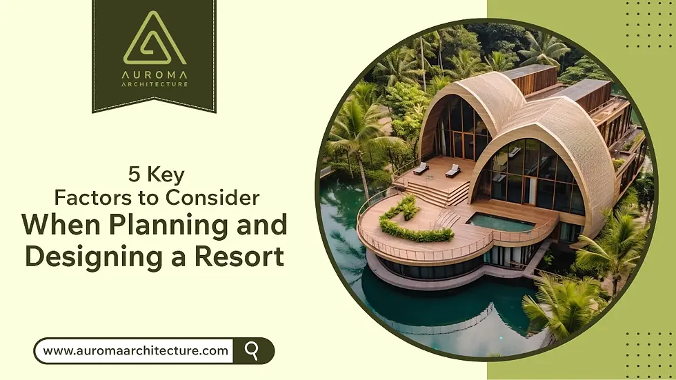 Luxury resort integrated with curved architecture and water views