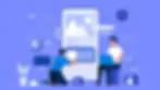 Mobile app developers building app interface and coding application features