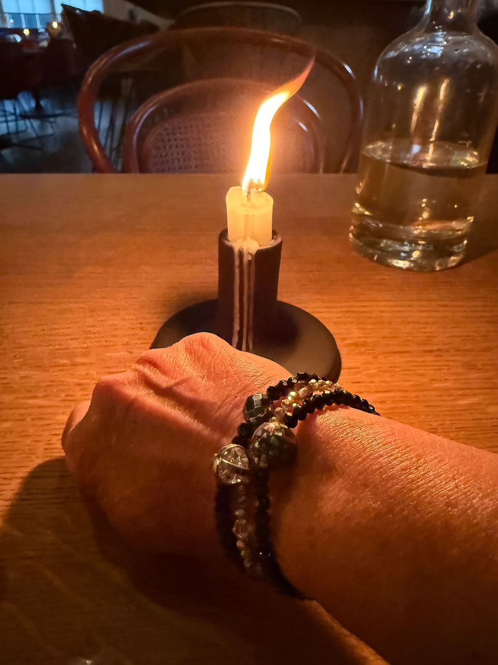 Thumbnail: Black Spinel Gemstone Bracelet with Mosaic Statement Bead